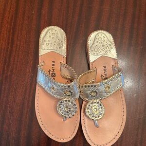 Palm beach leather brand gold and silver sandals 6 1/2